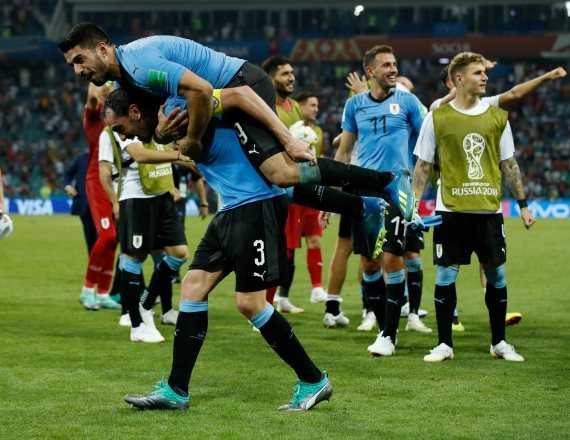 נבחרת אורוגואי לאחר הניצחון על נבחרת פורטוגל