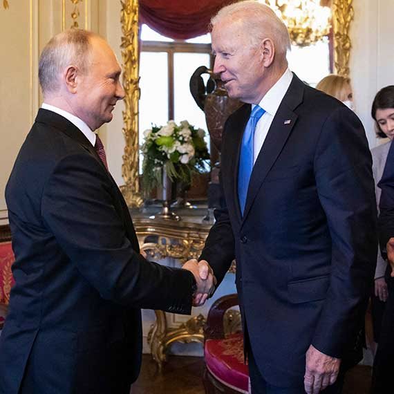 נשיא רוסיה ולדימיר פוטין, ונשיא ארה&quot;ב ג'ו ביידן