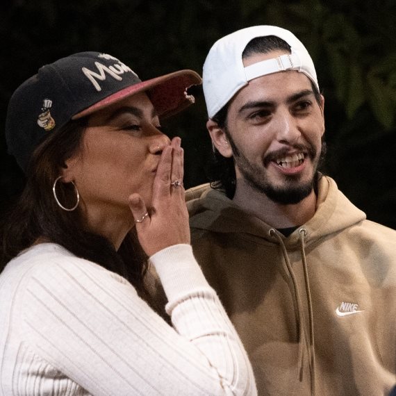 מתן צנגאוקר בהפגנה